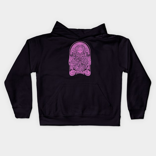 God Cthulhu Purple (Black Print) Kids Hoodie by Miskatonic Designs